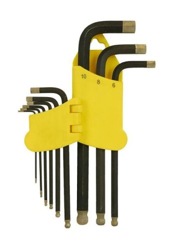 Набор шестигранных ключей с шаром, 1, 5-10 мм, 9 шт, S2, длинные, Hanskonner-Tehinstrument