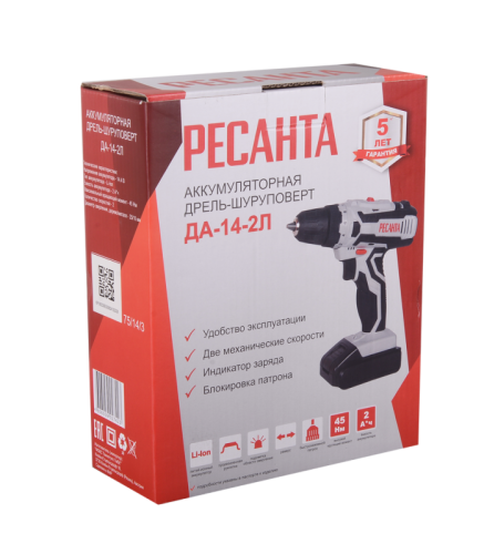 Дрель-шуруповерт аккумуляторная Ресанта ДА-14-2Л-Tehinstrument