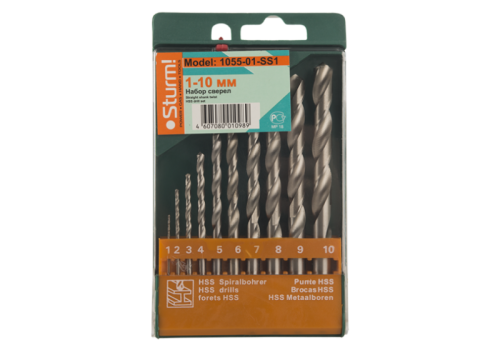 Набор сверл ПО МЕТАЛЛУ 10 шт (1.2.3.4.5.6.7.8.9.10 мм)  Sturm-Tehinstrument