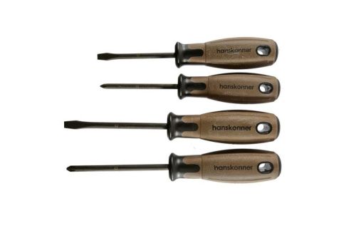 Набор отверток, 4 шт, ручка полимерное дерево, S2, Hanskonner-Tehinstrument