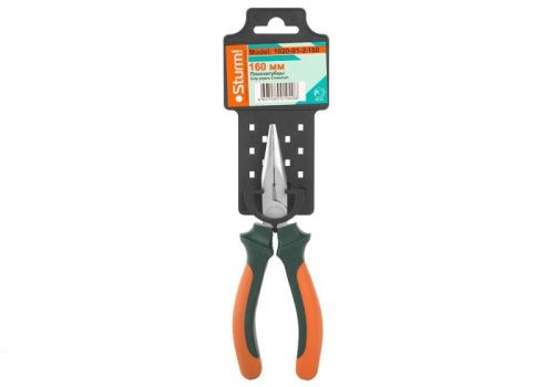 Тонкогубцы, 160мм, TPR рукоятки, никелированные,  Sturm-Tehinstrument