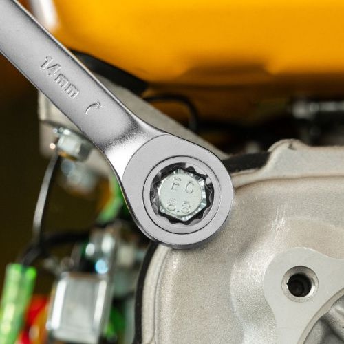 Ключ комбинированный трещоточный, 14 мм, CrV, матовый хром Denzel-Tehinstrument