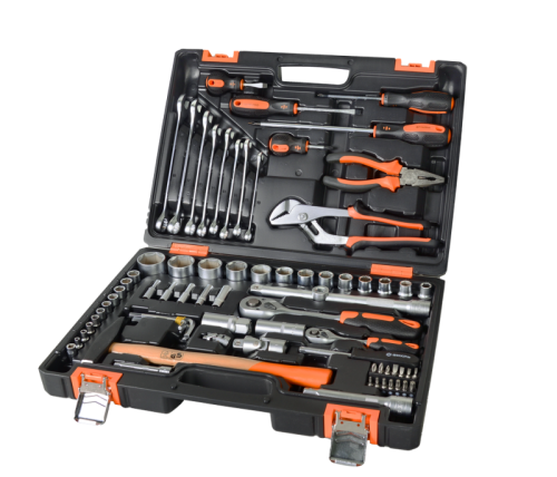 Набор инструментов, 1/2", 1/4", CrV, пластиковый кейс 76 предмета Вихрь-Tehinstrument