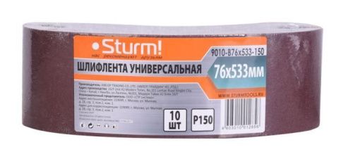 Шлифлента, 76x533мм, Р150, 10 шт,  Sturm-Tehinstrument