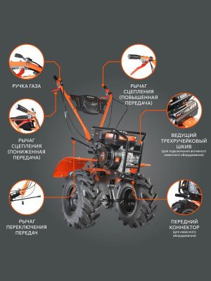 Мотоблок бензиновый Patriot УРАЛ M с колесами Extreme-Tehinstrument