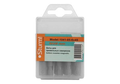 Биты для кровельных саморезов, 6х45мм, 10 шт, магнитные, CrV,  Sturm-Tehinstrument