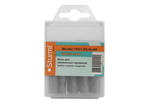 Биты для кровельных саморезов, 6х45мм, 10 шт, магнитные, CrV,  Sturm-Tehinstrument