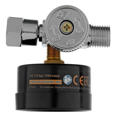 Регулятор давления с манометром для краскораспылителя K1500, 12 бар, 1/4" Denzel-Tehinstrument