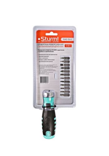 Отвертка реверсивная, автоматический битодержатель, 12 в 1 CrV  Sturm-Tehinstrument