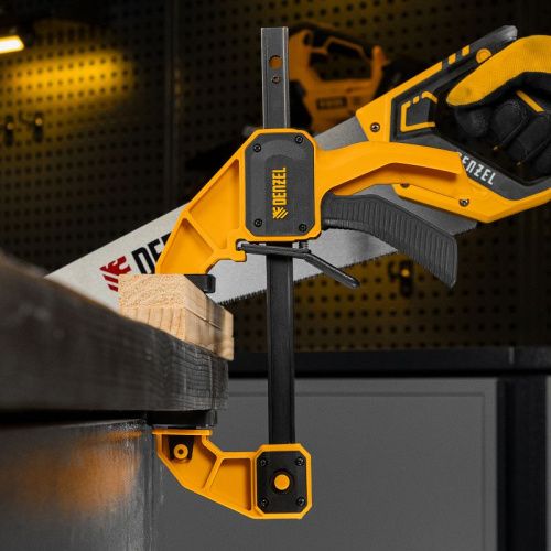 Струбцина F-образная, быстрозажимная, 150 х 80 мм, усиленный нейлоновый корпус Denzel-Tehinstrument